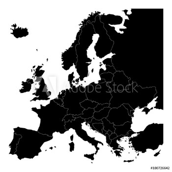 Picture of Black blank map of Europe